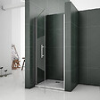 AICA SANITAIRE - AICA porte de douche pivotante 100x185cm en niche en verre bande central dépoli anticalcaire Installation à Gauche - vignette