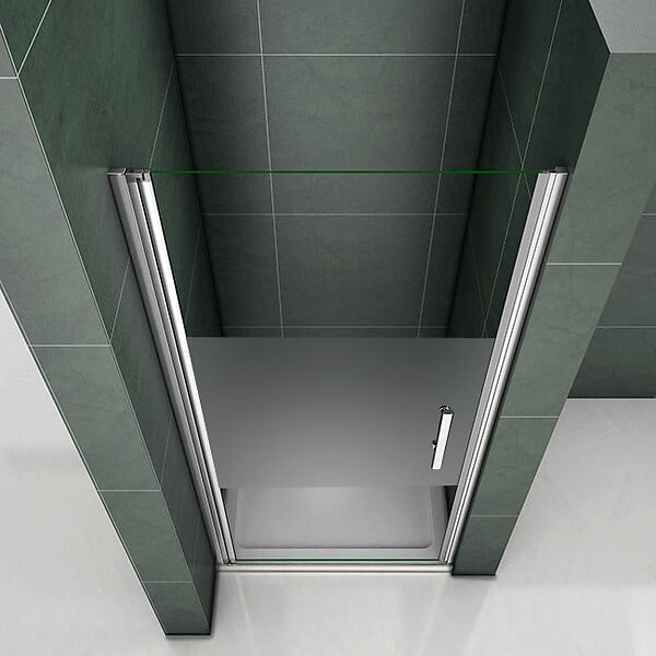 AICA SANITAIRE - AICA porte de douche pivotante 80x185cm en niche en verre bande central dépoli anticalcaire Installation à Gauche - large