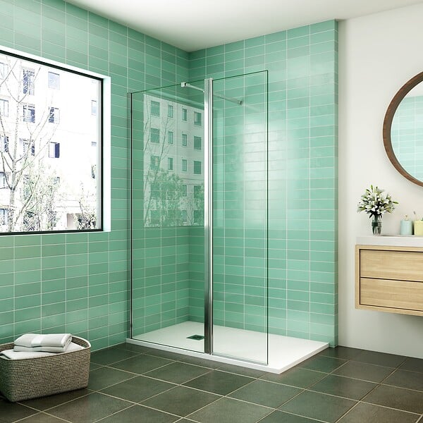 AICA SANITAIRE - AICA paroi de douche 60x200cm avec retour pivotant 50x200cm en 8mm verre securit, paroi de douche à l'italienne avec une barre de fixation 73-120cm - large
