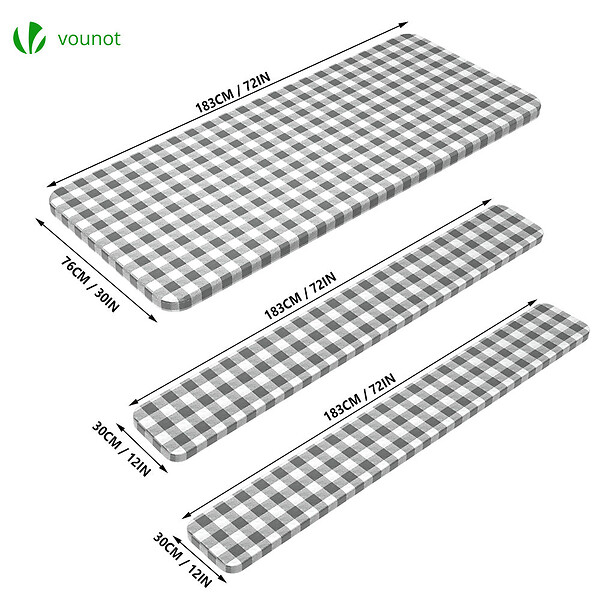 VOUNOT - Lot de 3 nappes de table et banc en PVC Vinyle style ceramique - large