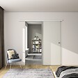 AICA SANITAIRE - AICA porte coulissante 100x225cm porte intérieure coulissante en verre sablé, porte intérieure avec un rail blanc - vignette
