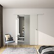 AICA SANITAIRE - AICA porte coulissante 90x225cm porte intérieure coulissante en verre sablé, porte intérieure avec un rail blanc - vignette