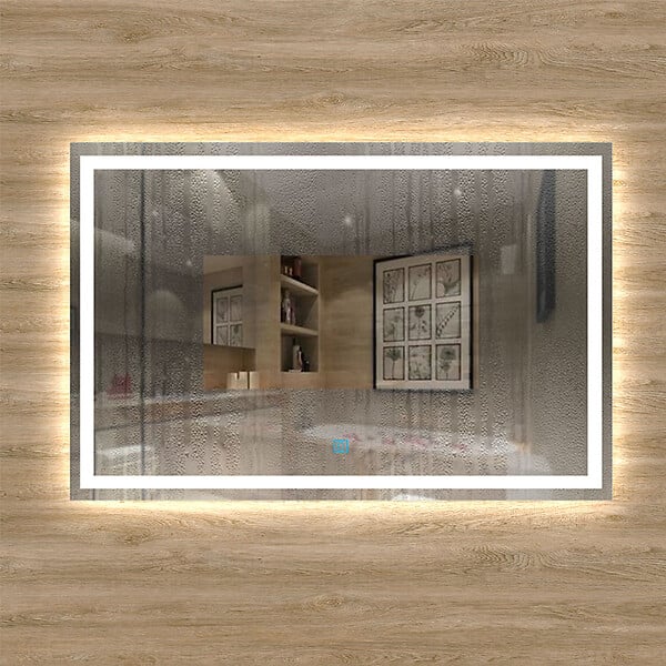 AICA SANITAIRE - Aica sanitaire Miroir de salle de bain lumineux LED avec anti-buée et interrupteur tactile intégré 140x80cm - large