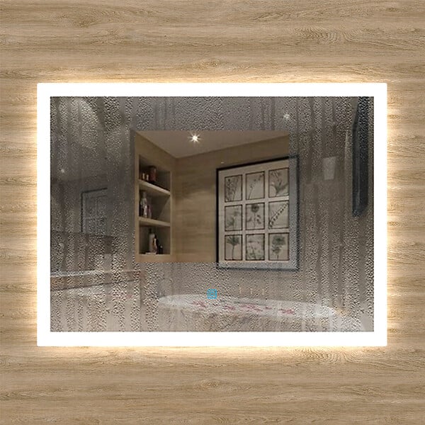 AICA SANITAIRE - Aica sanitaire 80x60cm Miroir de salle de bain lumineux LED avec anti-buée et interrupteur tactile intégré - large