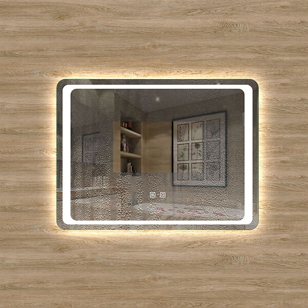AICA SANITAIRE - Aica sanitaire Miroir salle de bain lumineux LED avec anti-buée et interrupteur tactile intégré 100x60cm - large