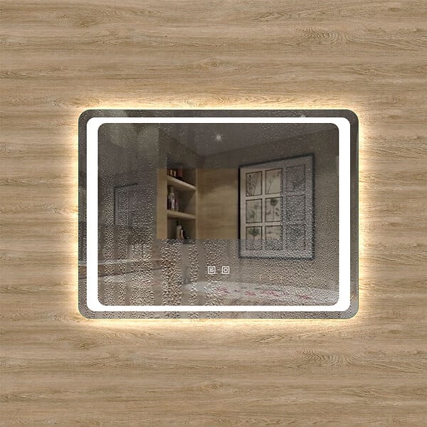 AICA SANITAIRE - Aica sanitaire Miroir salle de bain lumineux LED avec anti-buée et interrupteur tactile intégré 80x60cm - large
