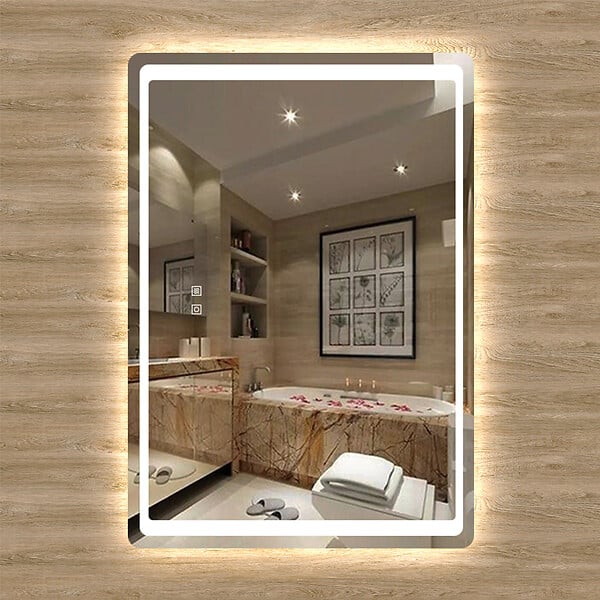 AICA SANITAIRE - Aica sanitaire Miroir salle de bain lumineux LED avec anti-buée et interrupteur tactile intégré 80x60cm - large