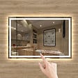 AICA SANITAIRE - Aica sanitaire Miroir de salle de bain lumineux LED avec anti-buée et interrupteur tactile intégré 110x70cm - vignette