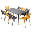 OVIALA - Ensemble table de jardin et 8 chaises en métal gris et jaune - Palavas - vignette