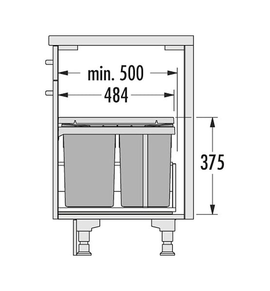 HAILO - Poubelle de cuisine tri sélectif 2 bacs encastrable 30L (15+15) Hailo Tandem - large