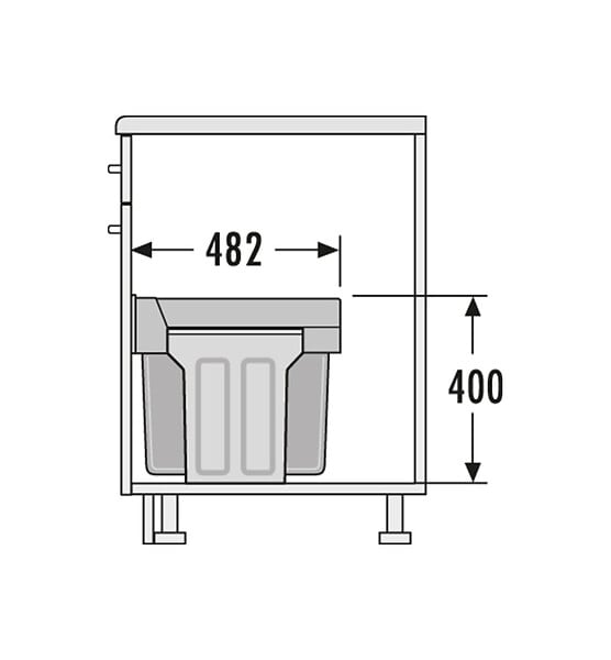 HAILO - Poubelle de cuisine tri sélectif 2 bacs encastrable sous évier 30L (24+7) Hailo Tandem - large