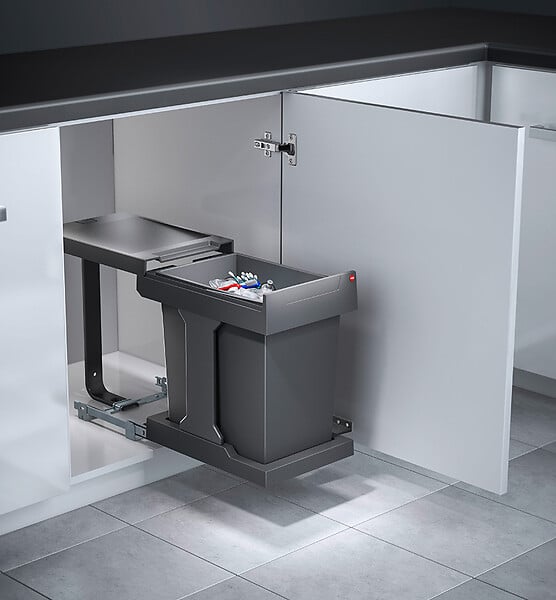 HAILO - Poubelle de cuisine coulissante encastrable sous évier 20L Hailo Solo Automatique - large