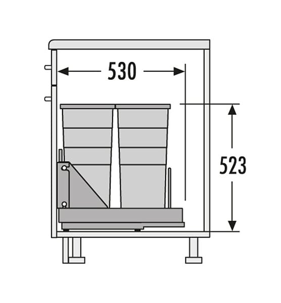 HAILO - Poubelle encastrable 2 bacs pour meuble coulissant 60L (29+29) Hailo Bottom Mount - large