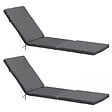 OVIALA - Lot de 2 coussins bain de soleil polyester gris 186 x 53 x 5 cm - Picchu - vignette