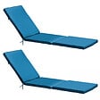 OVIALA - Lot 2 coussins bain de soleil polyester bleu 186 x 53 x 5 cm - Picchu - vignette