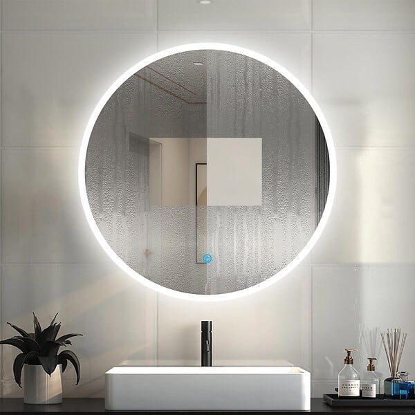 AICA SANITAIRE - AICA Miroir rond LED tactile anti-buée salle de bain suspendu vertical 70x70cm - large