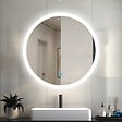 AICA SANITAIRE - AICA Miroir de salle de bain rond LED touchable et anti-buée suspendu vertical 60x60cm - vignette