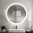 AICA SANITAIRE - AICA Miroir de salle de bain rond LED touchable et anti-buée suspendu vertical 60x60cm - vignette