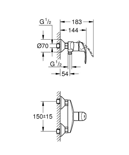 GROHE - Eurosmart Mitigeur de douche DN 15 (G-33555002) - large