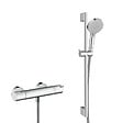 HANSGROHE - Ecostat Set mitigeur thermostatique + Barre 65cm + Douchette 2 jets + Flexible, Chrome (13211000-Vernis) - vignette