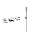 GROHE - Grohtherm 2000 Set mitigeur thermostatique bain/douche + Douchette 1 jet + Flexible et support mural, Chrome (34174001-Euphoria) - vignette