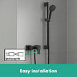 HANSGROHE - Vernis Shape Set de douche avec Mitigeur de douche + Douchette à main 2 jets + Barre 65cm, Noir mat (71650670-Vernis) - vignette