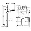 HANSGROHE - Vernis Shape Set de douche avec Mitigeur de douche + Douchette à main 2 jets + Barre 65cm, Noir mat (71650670-Vernis) - vignette