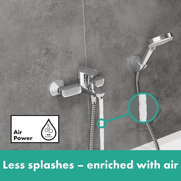 HANSGROHE - Vernis Blend Set Mitigeur bain/douche + Douchette Ecosmart 2 jets + Barre 65cm Chrome (71440000-Vernis) - large
