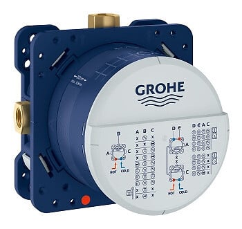 GROHE - Eurocube Set mitigeur mécanique + Douchette stick 1 jet avec support + Douche de tête + Corps d'encastrement (24062000-Eurocube) - large