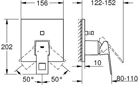 GROHE - Eurocube Set mitigeur mécanique + Douchette stick 1 jet avec support + Douche de tête + Corps d'encastrement (24062000-Eurocube) - large