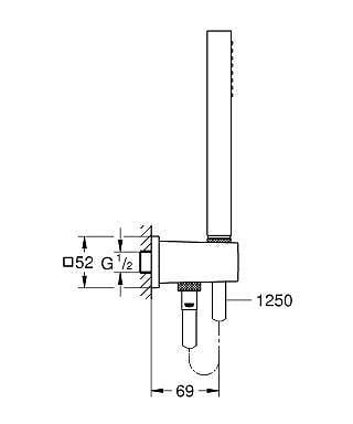 GROHE - Grohtherm Set de douche encastré avec mitigeur thermostatique, douche de tête 250mm + Douchette avec support mural, Chrome - large