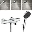 HANSGROHE - Hansgrohe Ecostat Set Mitigeur Thermostatique bain/douche + Douchette à main 105mm 3 jets + Flexible douche 160cm + Support mural, Chrome - vignette
