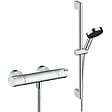 HANSGROHE - Hansgrohe Ecostat Set Mitigeur thermostatique douche + Douchette à main XXL 105mm 3 jets, flexible douche 160cm, barre 65cm - vignette