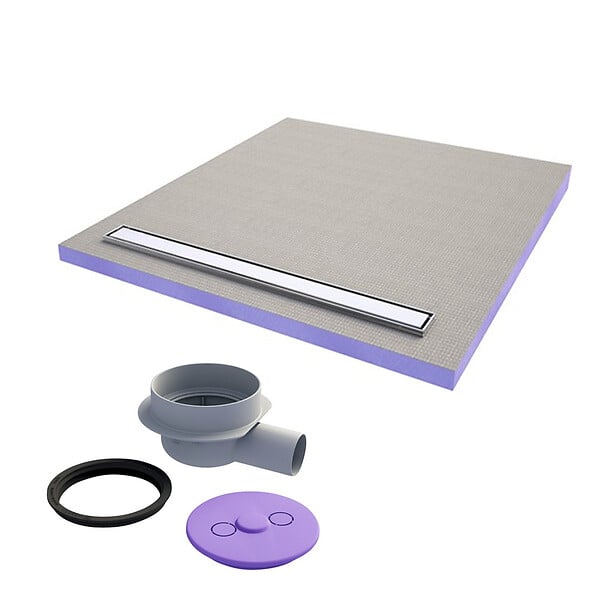 JACKON - JACKOBOARD Receveur à carreler Aqua line easy avec barrette 120x90 cm +  siphon vertical (4515477 + 4515479) - large