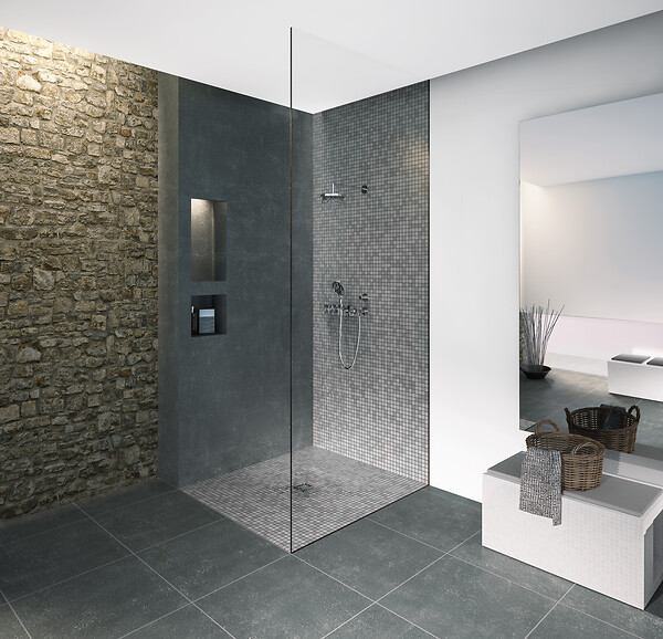 JACKON - Receveur de douche à carreler Aqua Centré 900x900x40mm siphon vertical offert (4512087 + 4512008) - large