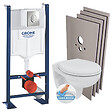 GROHE - Grohe Pack WC Bâti autoportant + Cuvette Porcher rimless + Abattant + Plaque chrome + Set Habillage (ProjectPorcher-2-sabo) - vignette
