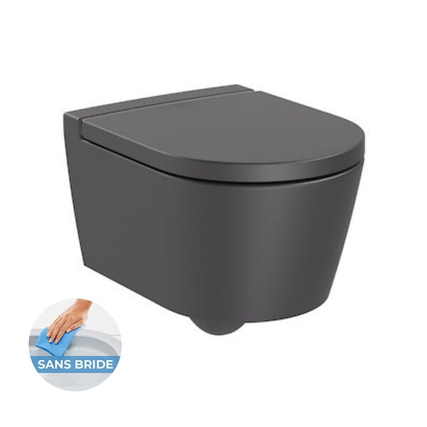 ROCA - Inspira Ensemble Cuvette suspendue compacte sans bride + Abattant soft close, Onyx (SetInspiraOnyx) - large