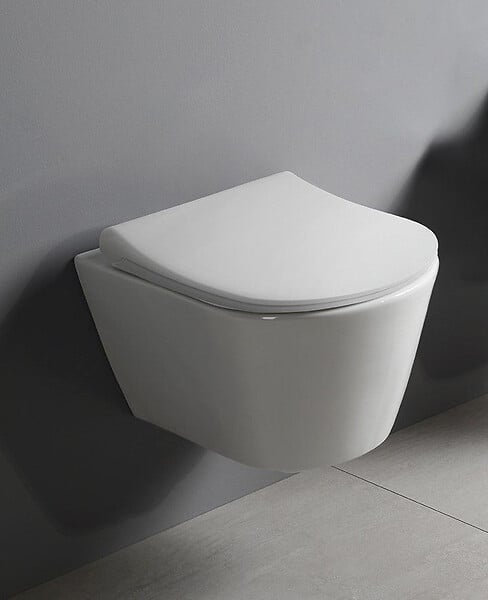 LUCCO - Avva Cuvette suspendue sans bride avec abattant frein de chute, Blanc (Avvarimless) - large