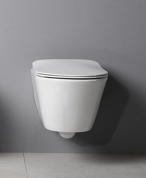 LUCCO - Avva Cuvette suspendue sans bride avec abattant frein de chute, Blanc (Avvarimless) - large