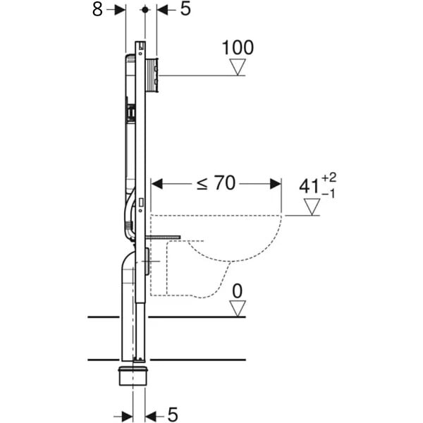 GEBERIT - Duofix Pack Bâti-support extra-plat 114 cm UP720, gain de place + Plaque Sigma 20, Blanc et chromé (111.796.00.1-C) - large