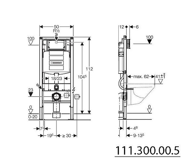GEBERIT - Duofix UP320 Pack Bâti-support + Plaque de commande Sigma01 Blanche (UP320-Sigma01-B) - large