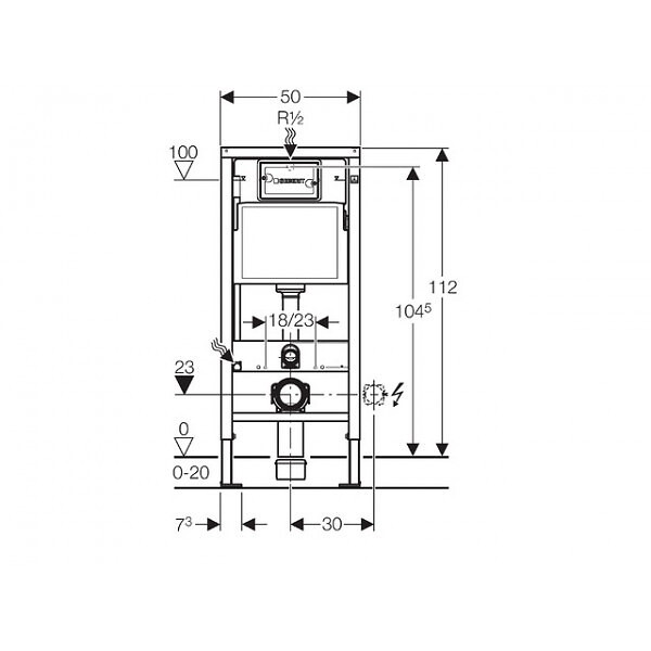 GEBERIT - Ensemble bâti-support Duofix UP100 + réservoir pour WC 112 cm + Plaque DELTA50 + Manchon de raccordement (458.103.00.1-1) - large