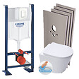 GROHE - Pack WC Bâti-support autoportant + WC suspendu sans bride SAT + Abattant frein de chute + Plaque Blanc + Set d'habillage - vignette