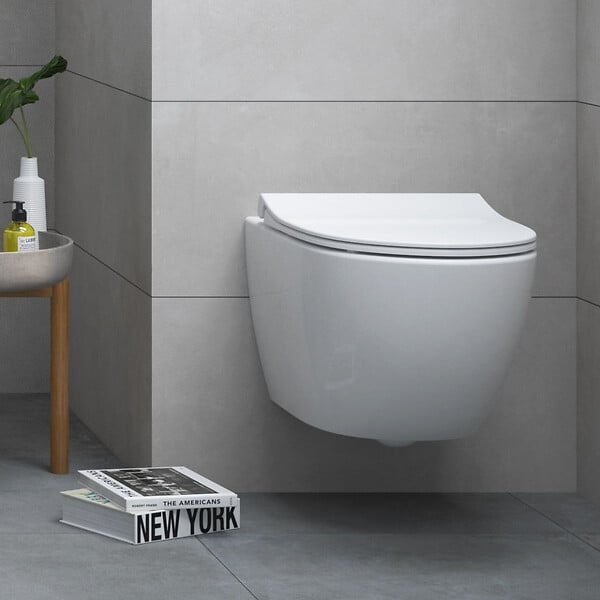 VITRA - SENTO Cuvette compacte sans bride 49,5cm + abattant ultra-fin avec frein de chute (SentoCompactRimless) - large