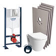 GROHE - Pack WC Bâti Autoportant + Cuvette Vitra S50 + Abattant soft close + Plaque chrome + Set habillage (ProjectS50softclose-2-sabo) - vignette