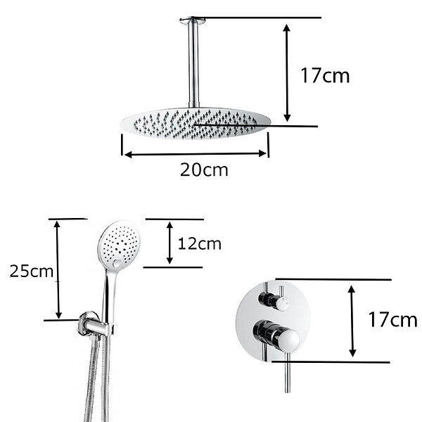 VALAZ - Kit de douche à encastrer AVA chromé - large