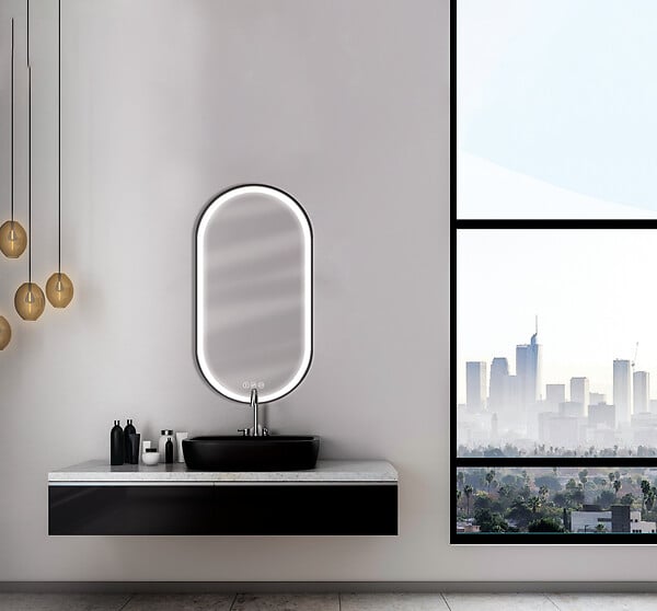 MP GLASS - Miroir led swann black 2 oblong 90x50 cm - large