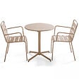 OVIALA - Ensemble table de jardin et 2 fauteuils métal taupe - Palavas - vignette