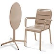 OVIALA - Ensemble table de jardin et 2 fauteuils métal taupe - Palavas - vignette