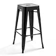 OVIALA - Lot de 4 tabourets de bar acier noir brillant - vignette